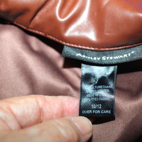 Ashley Stweart Brown Fau Leather Jacket Size 10/12 NWT - Picture 8 of 8